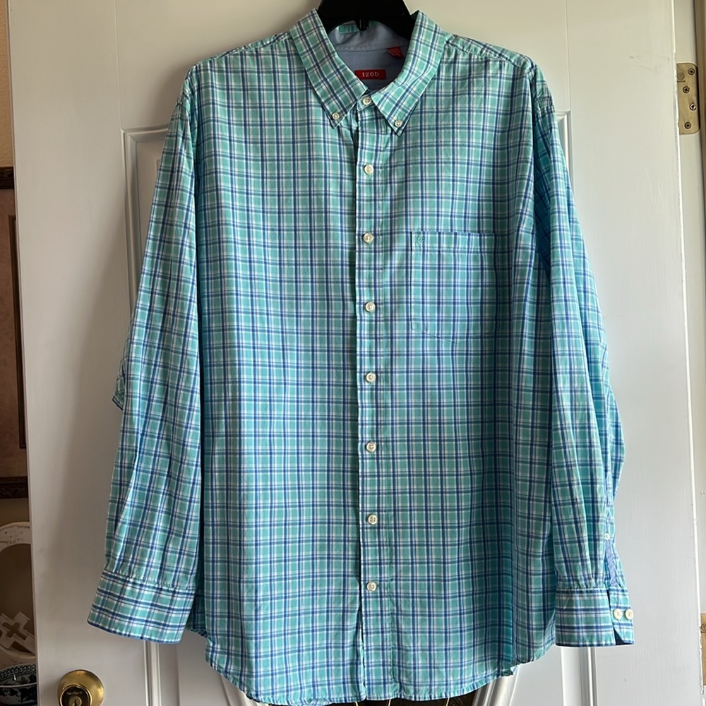 Men's IZOD Big & Tall 2XLT Long Sleeve Multi Plaid Shirt - Picture 6 of 13